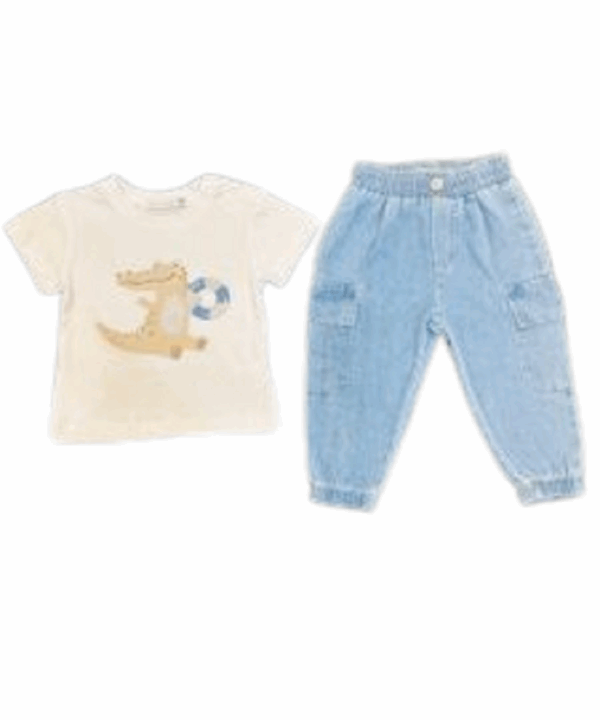 Baby Boy Clothes Set – Toddler Summer Outfit with Cartoon T-Shirt & Elastic Pants – Soft Cotton Casual Clothing Set for Boys – Cute Birthday & Daily Wear