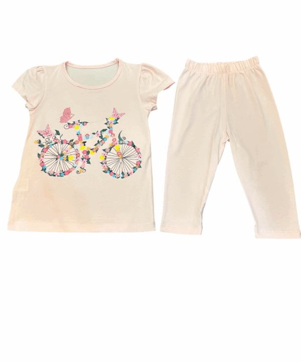 Girls Neutral Beige Set – Minimalist T-Shirt & Leggings – Toddler Lounge Outfit, 1-5 Years