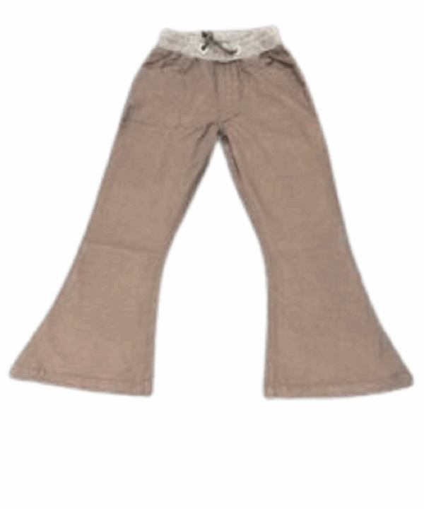 Brown Flared Kids Pants with Elastic Waistband and Drawstring – Comfortable Casual Trousers for Everyday Wear