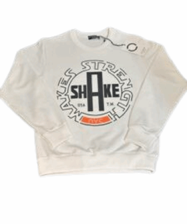 Shake Strength Sweatshirt - Premium White Crewneck with Bold NYC Graphic - Trendy Sportswear for Comfort, Performance & Everyday Casual Style