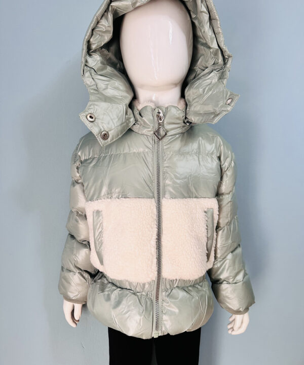 kids warm padded winter jacket with hood soft fleece pockets and front zip closure cozy outerwear for girls and boys