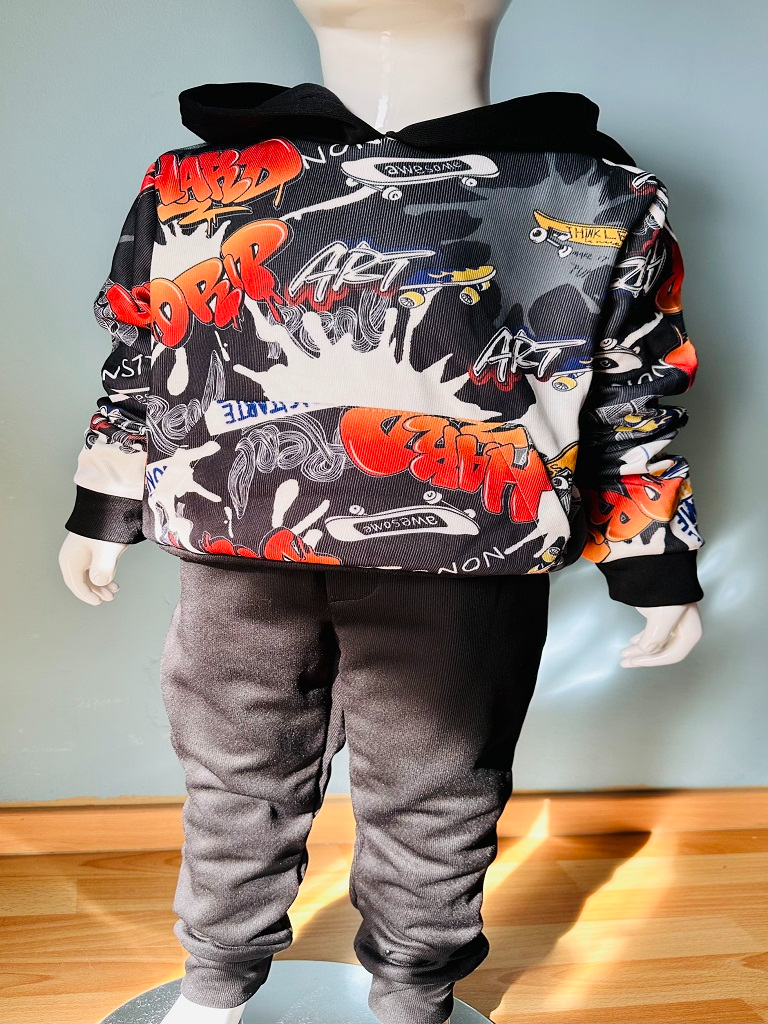 Boys BADBOY Graffiti Hoodie & Jogger Set – Stylish Kids Winter Tracksuit | Soft, Warm & Trendy Casual Outfit for Boys