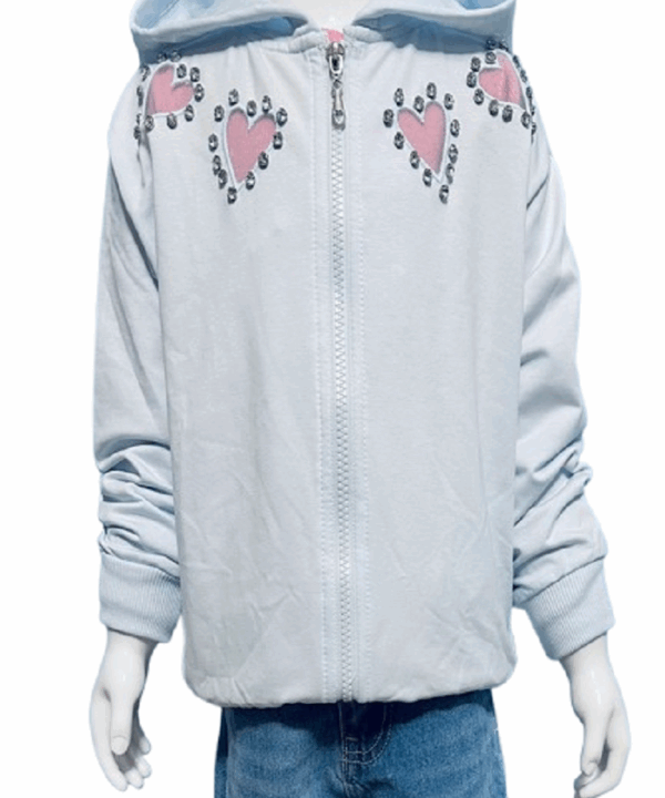 Girls Heart Rhinestone Hoodie & Denim Jeans Set | Cute Sparkly 2-Piece Outfit | Stylish Casual Clothing for Kids