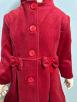 Red Girls’ Long Winter Coat with Bow Back Design – Warm & Stylish Outerwear