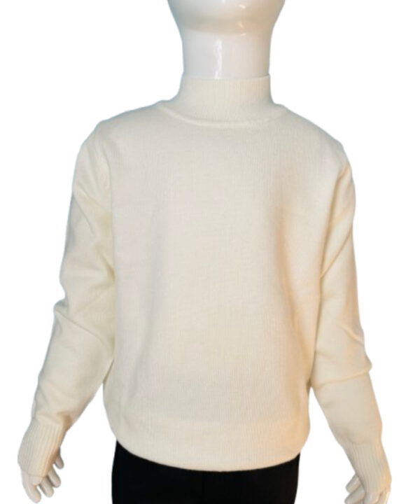 Boys Soft Cream Knit Sweater | Warm Lightweight Winter Pullover with Ribbed Neck & Cuffs